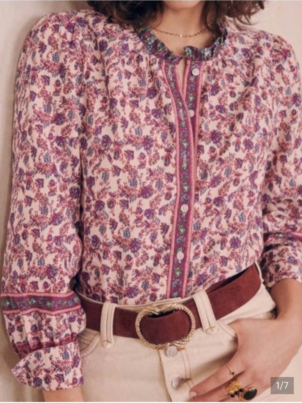 Sezane and Sea Collaboration Button-Front Blouse - Pink